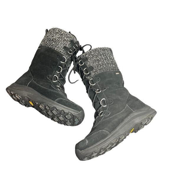 UGG ATLASON FRILL Metallic TOSCANA Boots Black‎ Suede Winter Vibram Size 8 - Picture 1 of 7